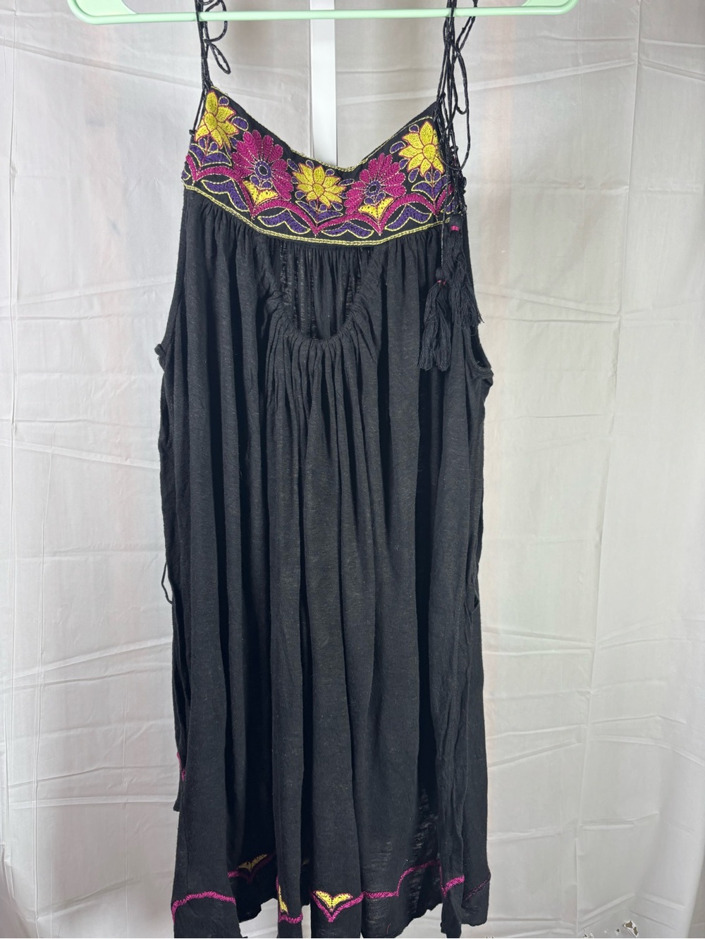 Free People Black Tiered Embroidered Tie-String Camisole - Picture 5 of 10